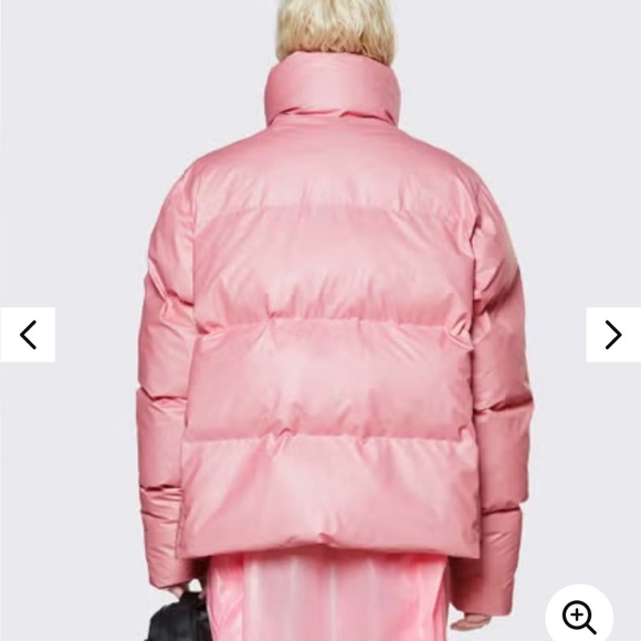 Rains Quilted Padded Oversized Matte-Shell Pink Puffer Ski Jacket, Size Medium - Picture 2 of 7